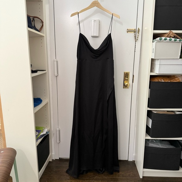 Fame and Partners x Free People The Rosabel High Leg Slit Maxi Dress Gown Black - Picture 2 of 11